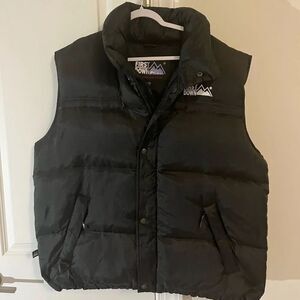Black Nylon First Down Ski Winter Zipper Vest Jacket XL men’s oversized Model